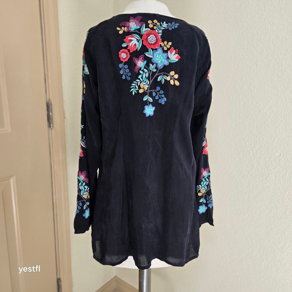 Johnny Was Kikimu Georgette Floral Blouse L - Picture 6 of 7